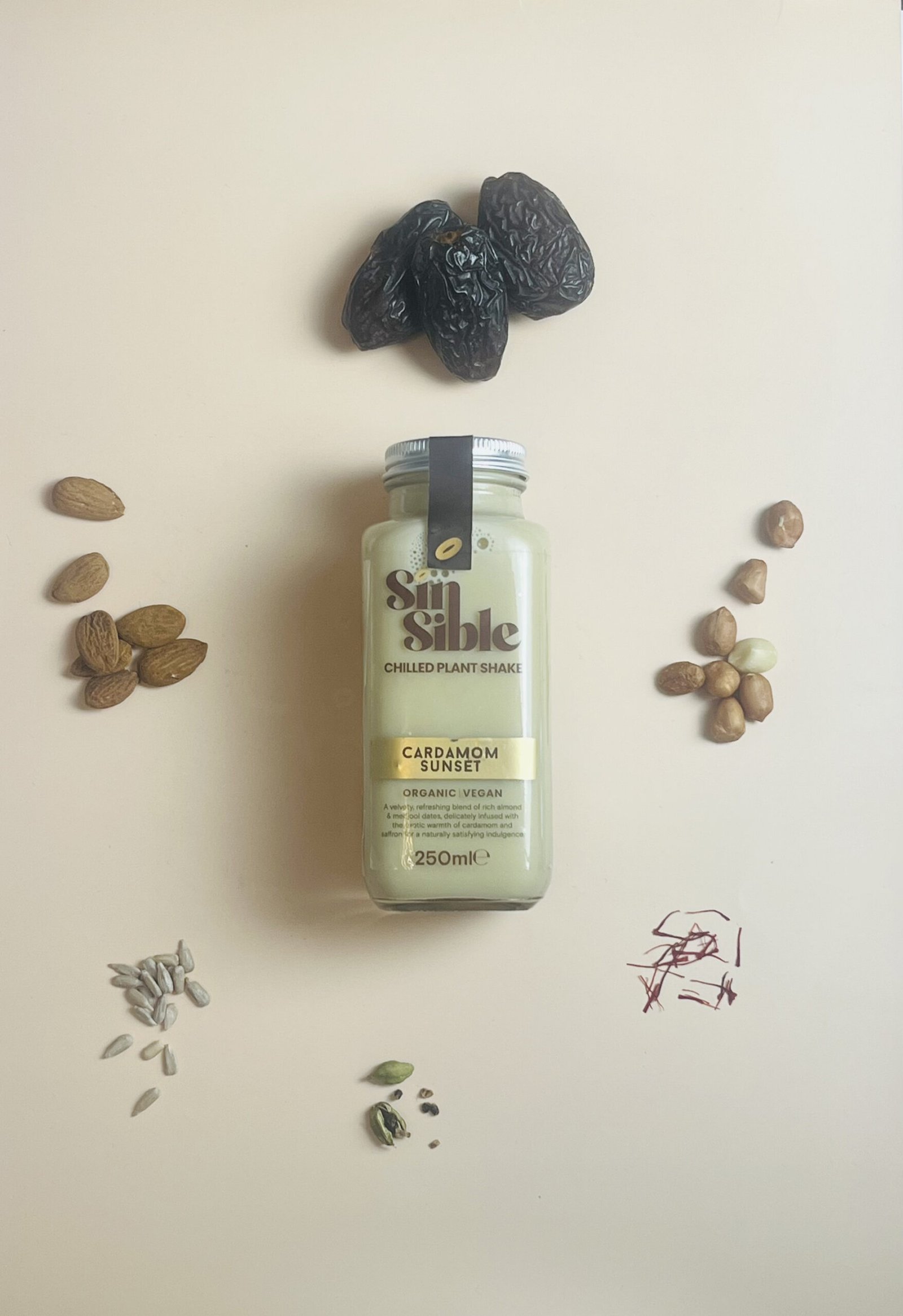 flat lay editorial image of sinsible drink and ingredients